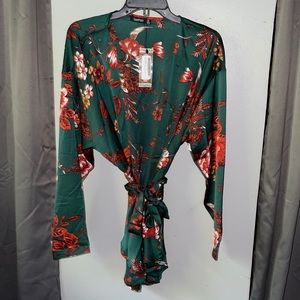Floral Print Wrap Top